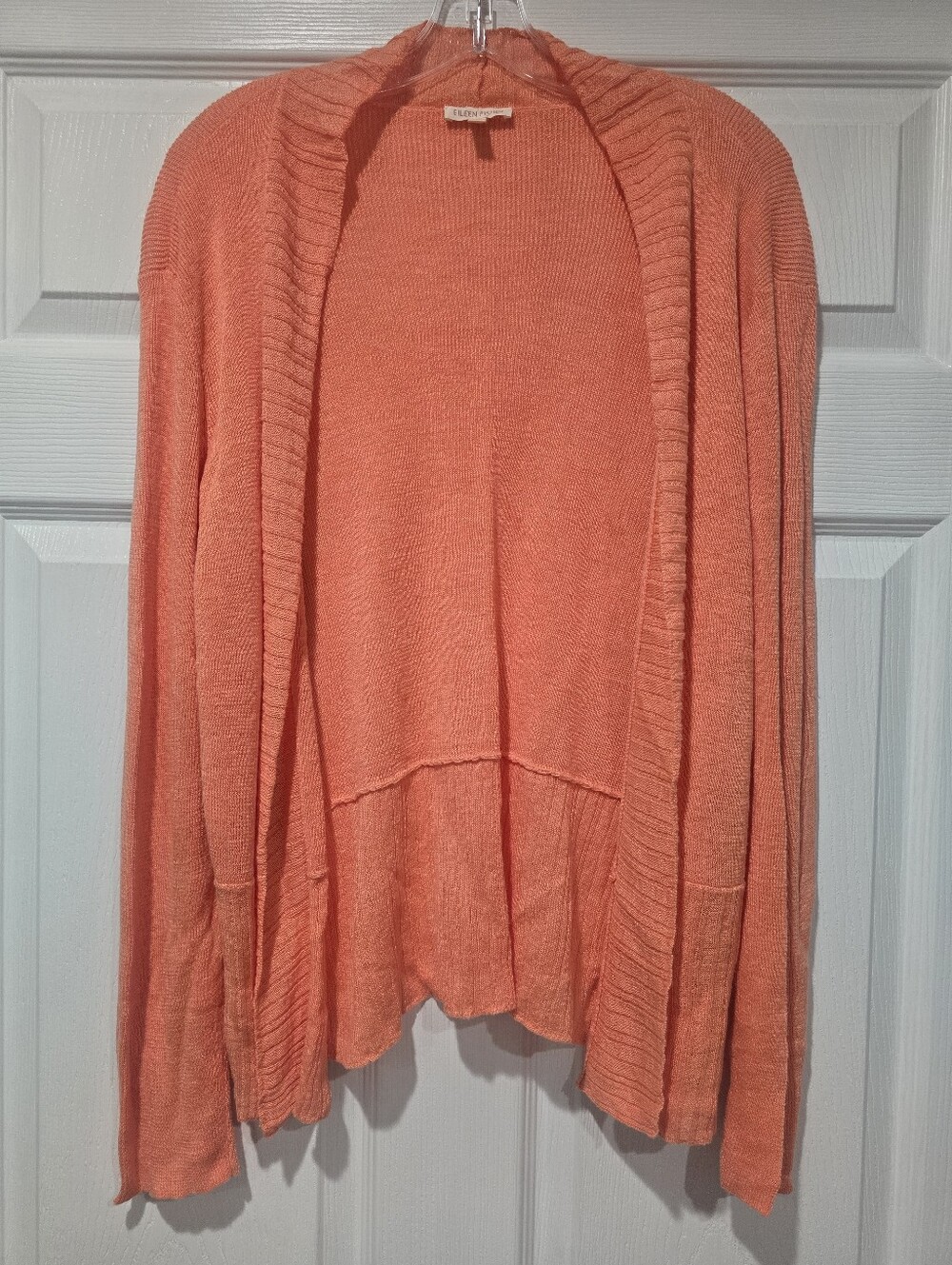 Eileen Fisher Open Cardigan Women's Size Large Light Blue 100% Organic Linen